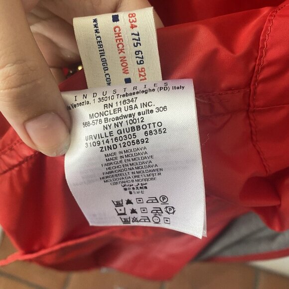 MONCLER Men’s Jacket Red Urville Giubutto Nylon Windbreaker Casual Zip Up Size 3 - Picture 10 of 16